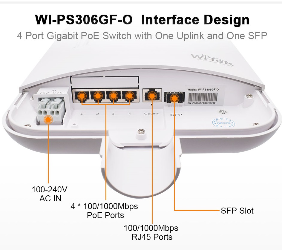 WI-PS306GF-O | Outdoor PoE Switch | 6-Port | 65W