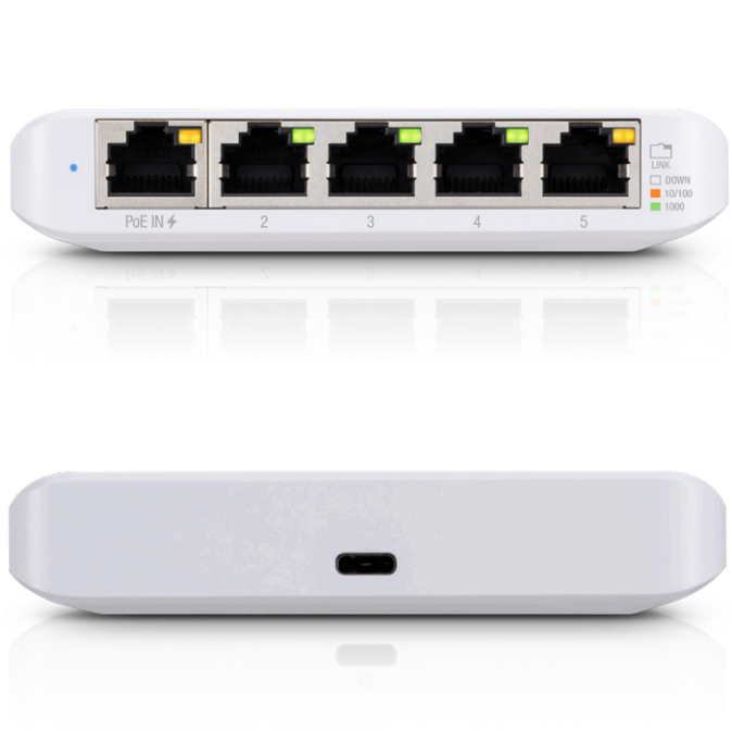 Ubiquiti UniFi Flex Mini 5 Port Managed Gigabit Ethernet Switch Powered by  802.3af/at PoE or USB C, Enterprise Gigabit Switch, 1 PoE Port, 5-Pack